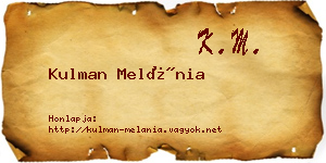 Kulman Melánia névjegykártya